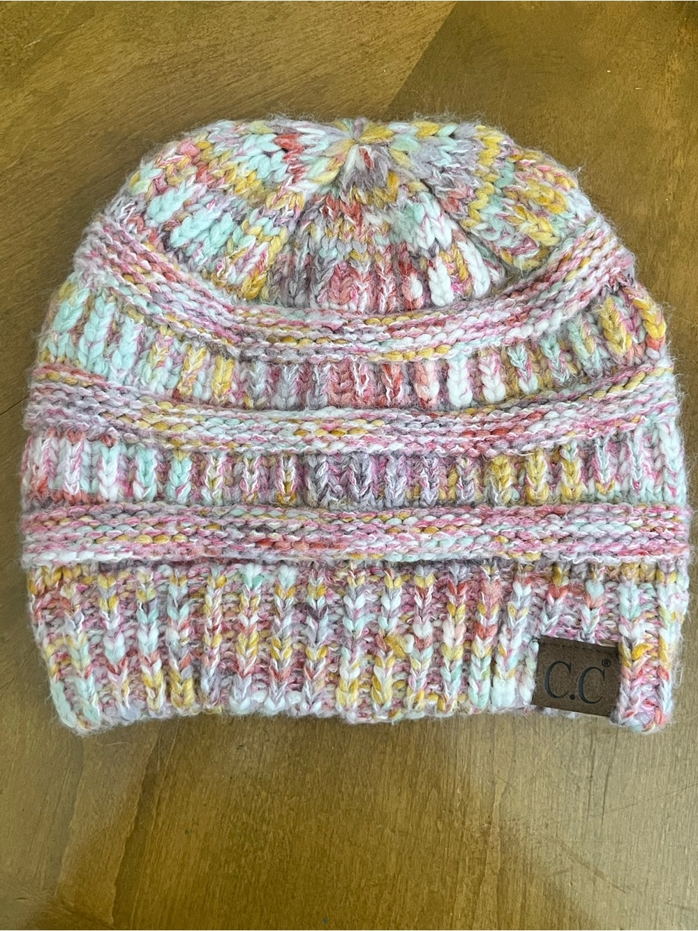 CC Boutique Pastel Multicolor Knit Beanie - Pink, Yellow, Mint - Picture 2 of 4